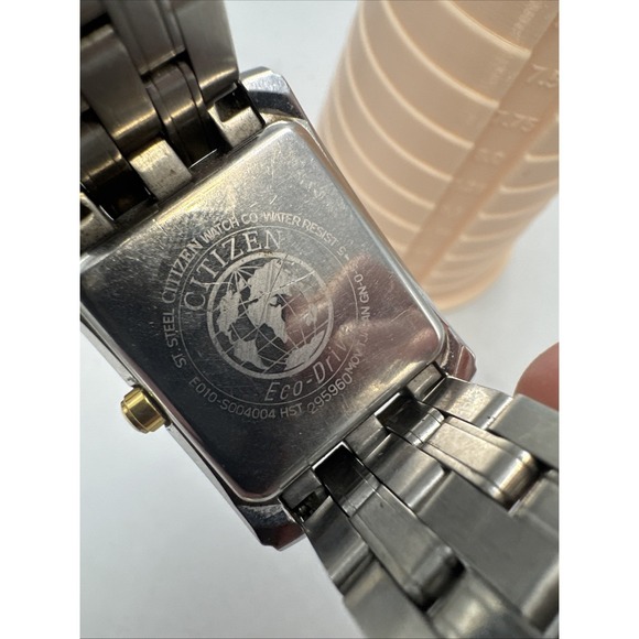 Citizen Eco-Drive Date Quartz Watch Mens Tank Style E010-S004004 - Picture 4 of 6